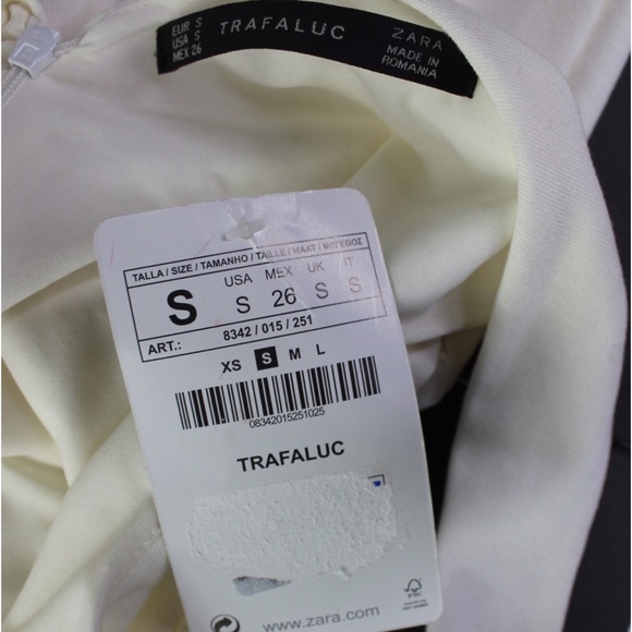 Zara NWT Ecru Side Mesh Mini Dress Small - Picture 5 of 5